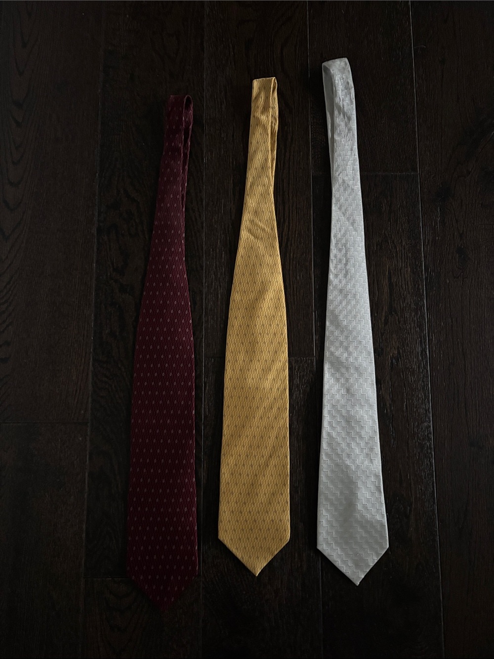 Classic Men’s 100% Silk Tie - Burgundy, Gold, Silver
